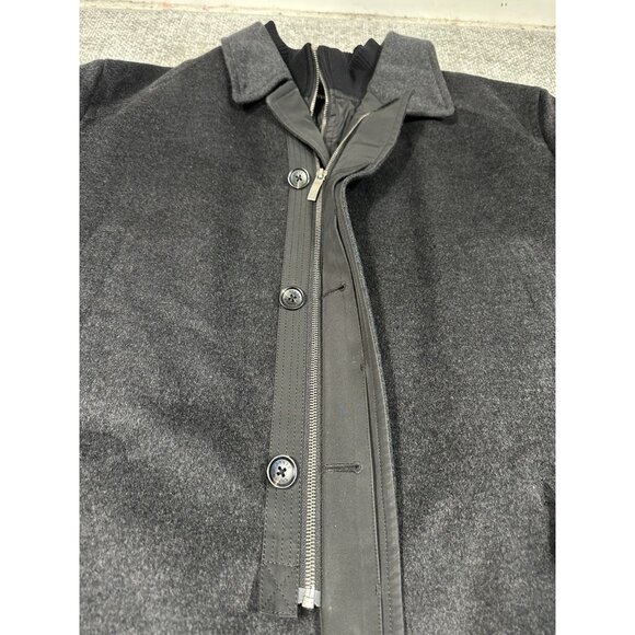 Sanyo Jacket Mens 48R Gray Angora Wool Pea Car Coat‎ Liner Vest - Picture 6 of 16